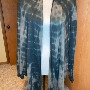 Army green and black cardigan.